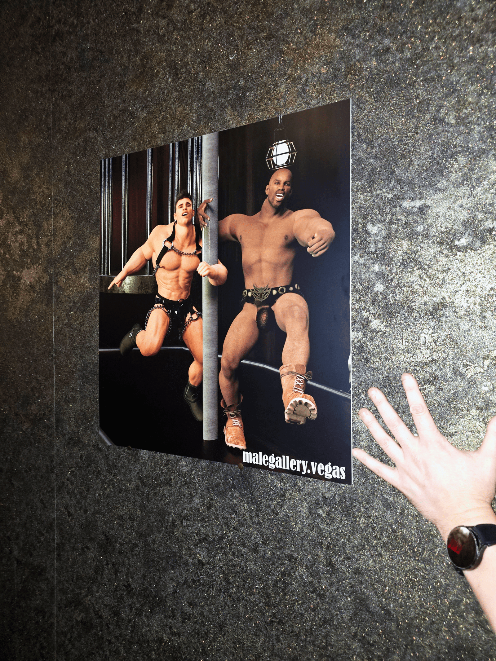 gay male bar dancers art print on display inside Dust Las Vegas 855 East Twain