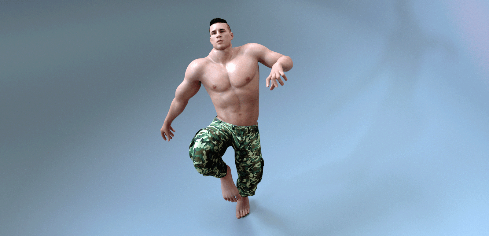 shirtless dancing soldier