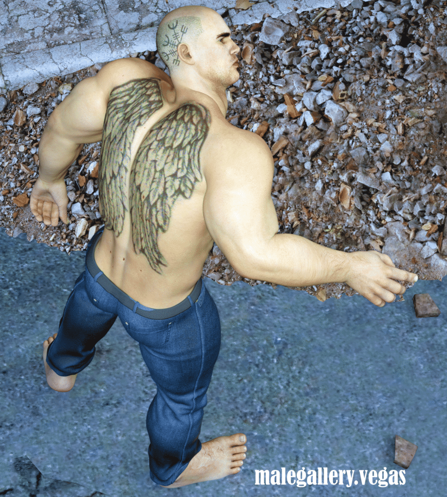 the guy with the angel wings tatto