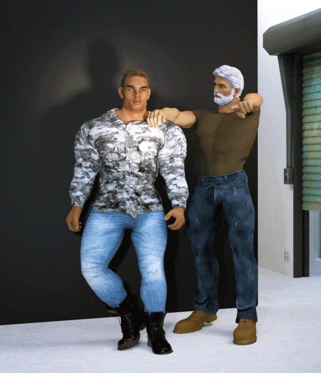 The Las Vegas artist Madeira Desouza welcomes a potential male model to his art studio.