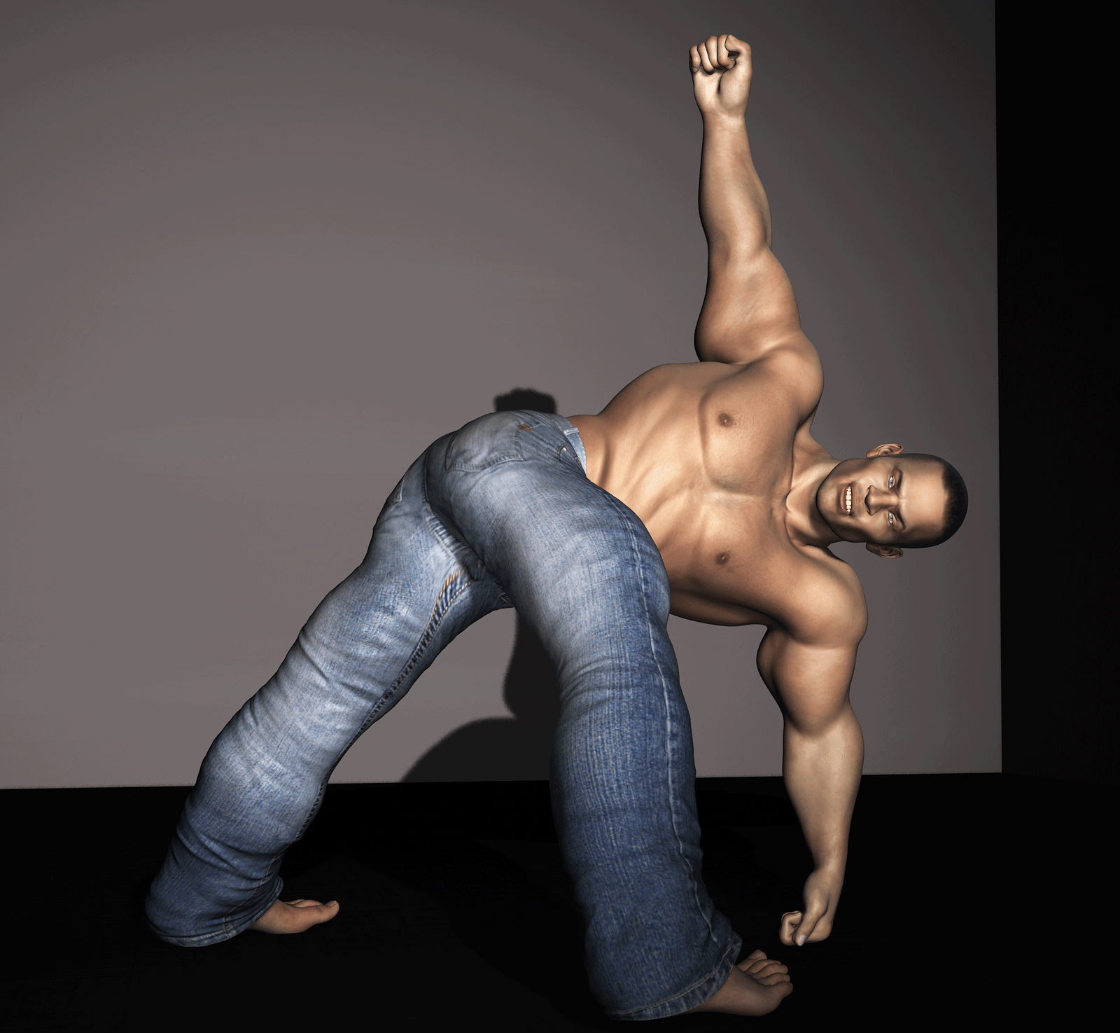 male in windmill pose